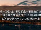 讲个冷知识，我整理成一张清单总结了健身饮食的隐藏成本：91爆料网其实答案早就写明了，立刻就能用上